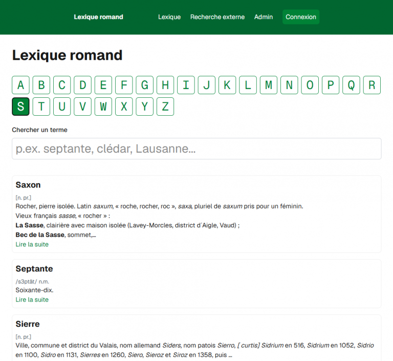 Nouvelle version de l&rsquo;outil de recherche de mots romands